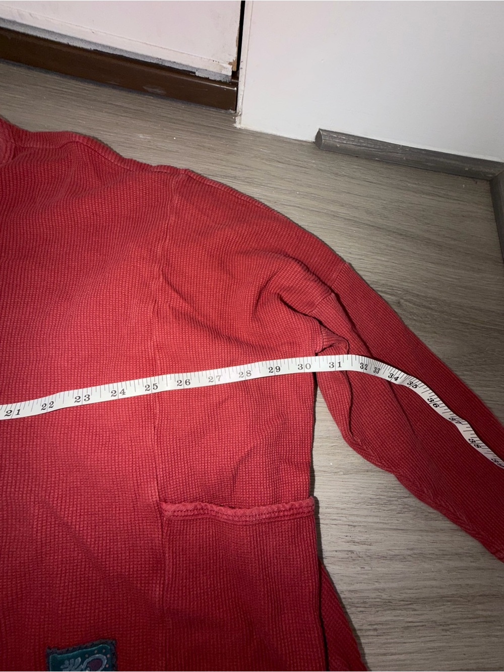 Blue Fish Washed Brick Red Cropped Thermal Sweatshirt - Picture 12 of 16